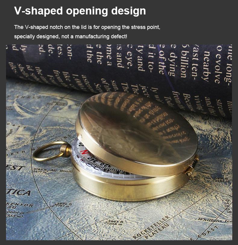 Product Introduction of High Quality Camping Hiking Pocket Brass Golden Compass Portable Compass for Outdoor Activities 21