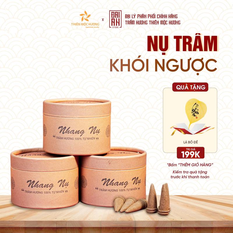 Nụ trầm hương khói ngược Thiên Mộc Hương hộp 40 nụ - Trầm hương tự nhiên 12 năm dùng xông nhà, tẩ.y u.ế, tinh dầu trầm thơm phòng