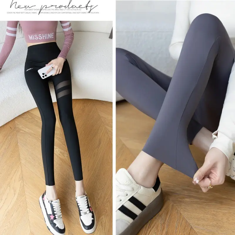 Quần Tập Yoga, Dành Cho Nữ, Thân Thiện Với 100kg, Quần Legging Cá Mập Cạp Cao Có Túi Lưới, Trang Phục Thể Dục Barbie Dày Trung Bình (Cỡ L-XXXL) 5