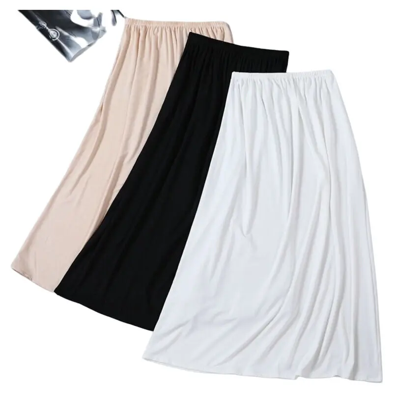 Solid silk slip skirt solid color work clothes pure color simple waist mid-length polyester material women's fashion