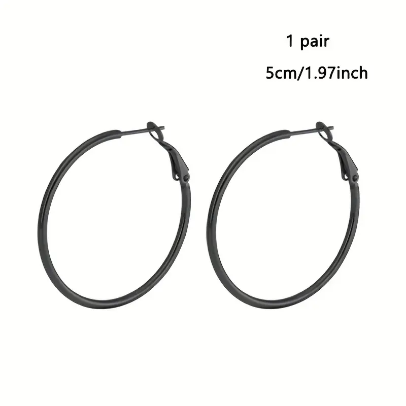 [Golden Fashionable Hoop Earrings] A Pair Of Large Hoop Steel Needle Earrings For Women, Golden In Color, Fashionable And Versatile Ear Hoops Accessories. 8