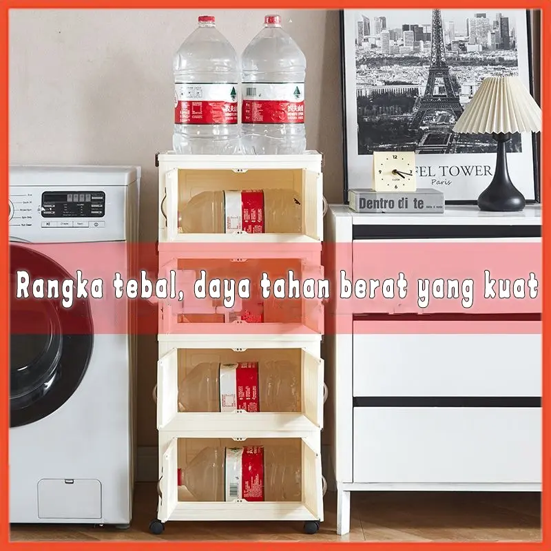 Hoptech - Lemari Plastik Lipat 3-6 Susun dengan Roda | Rak Serbaguna Transparan Kapasitas Besar rak  sepatu  10  tingkat  20 3