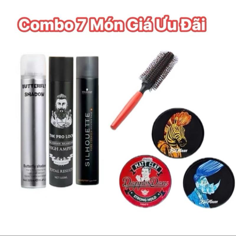 COMBO 7 MÓN GIÁ SIÊU ƯU ĐÃI. 3 Gôm + 3 Sáp+ Lược Tạo Kiểu. Giữ Nếp 24h. Hàng Loại 1 butterfly xốp vuốt gô mx tuýp làm Nữ Nam sáp xịt  phồng sap  vuottoc chai keo x fiber