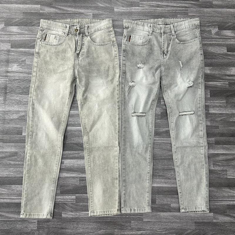 Quần jean nam dài màu xám cực hot mẫu trơn, xước nhẹ phong cách trẻ trung sang trọng hàng mới Menswear