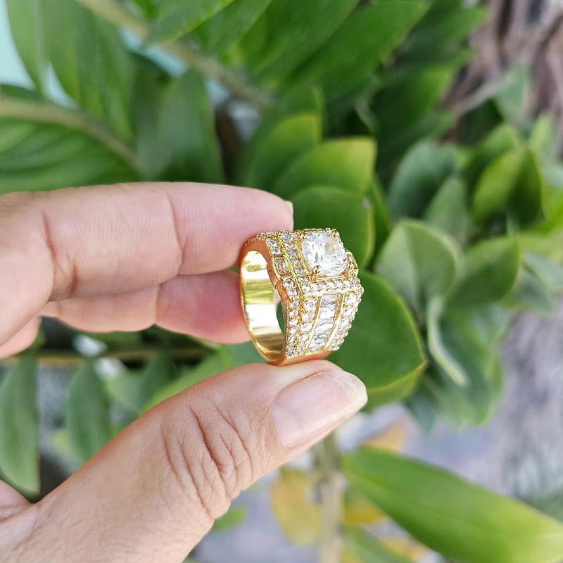 Nhẫn Nam Đính N1108 Chất Liệu Phủ Kim Loại Hình Dạng Kim Cương Giả 1