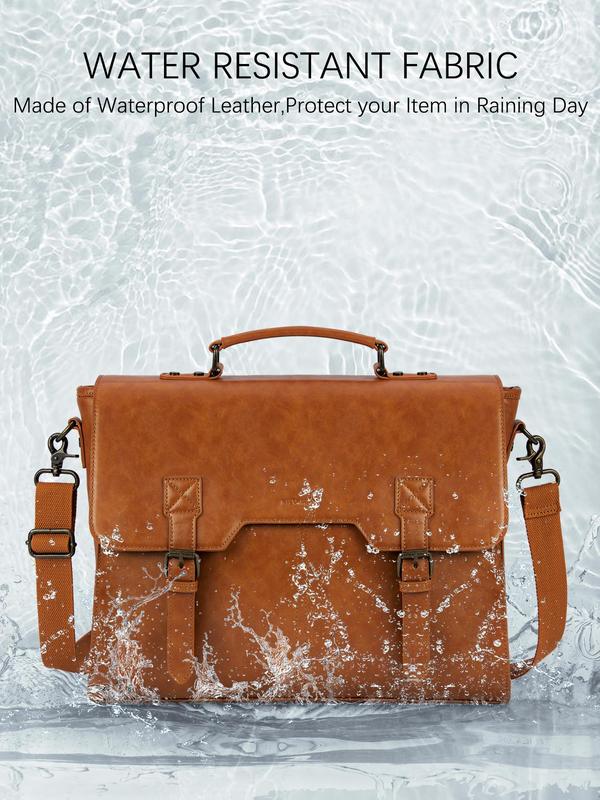 Men's Vintage PU Leather Briefcase, Large Capacity Laptop Bag, Casual Trendy Versatile High-quality Daily Commuting Bag, Shopping Bag 3