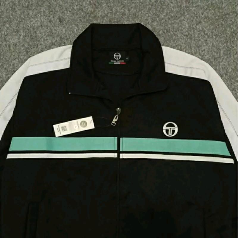 jaket tectop permium full tag & label Slim-fitting Katun Hitam Hitam 1