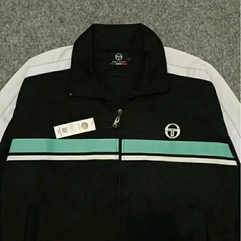 jaket tectop permium full tag & label Slim-fitting Katun Hitam Hitam 1