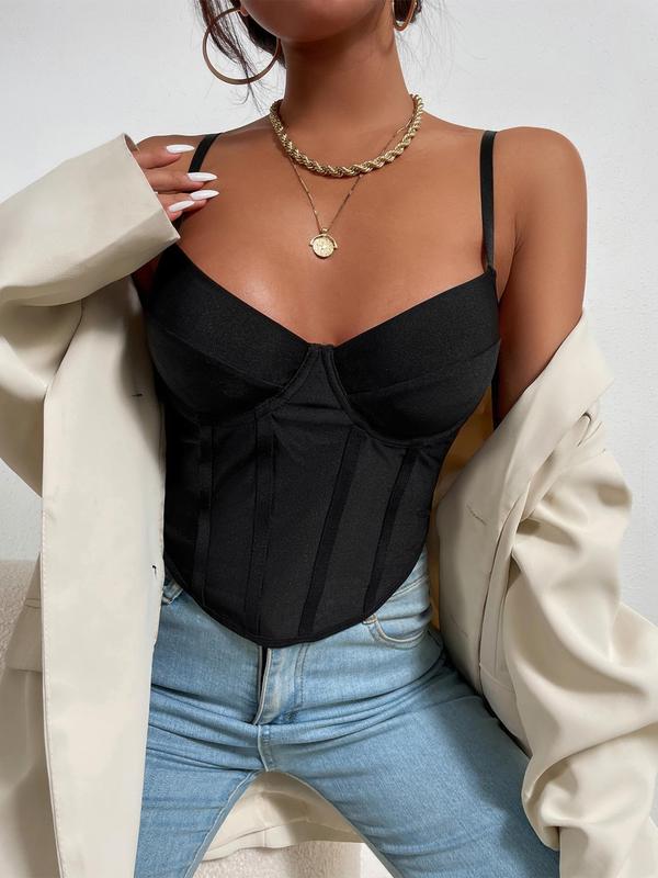Women's Corset Spaghetti Strap Crop Cami Top, Bustier Asymmetrical Hem Top, Y2K Fashion Sleeveless Top, Summer Clothes Women, Women's Clothing for Summer 4