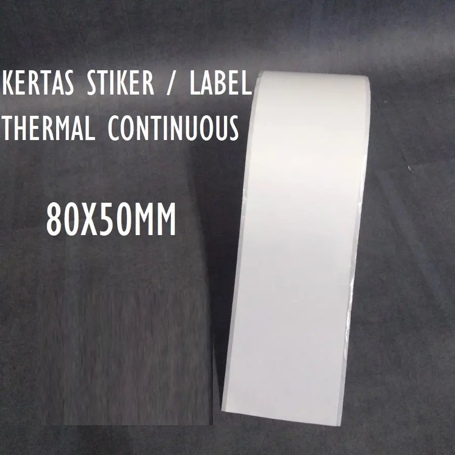 SMARTCOM -  Kertas Stiker Label Printer Thermal 80x50mm Continuous 80 x 15 Meter