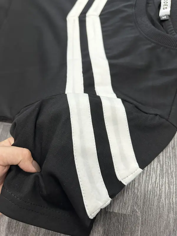 Áo thun cotton nam nữ, cổ tròn, tay ngắn, thêu phối sọc, sang trọng hàng đẹp chuẩn SHOPPP Menswear 6