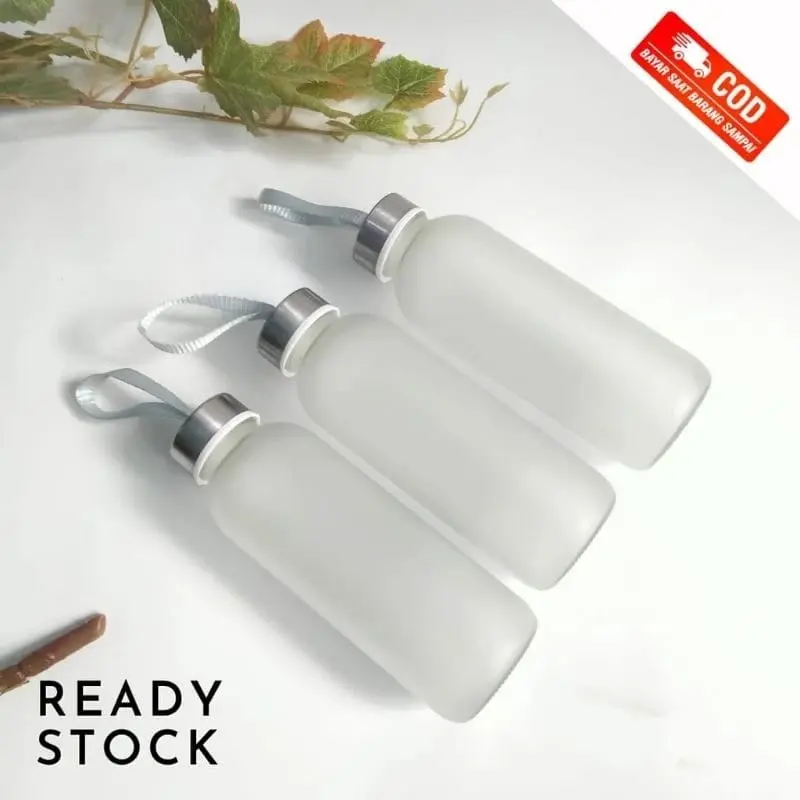 Botol Minum Aesthetic Kaca Bening Doff Wadah Minuman Tempat Air Souvenir Murah Tumbler Korea Botol Anak Laki Laki Mini Travel 3