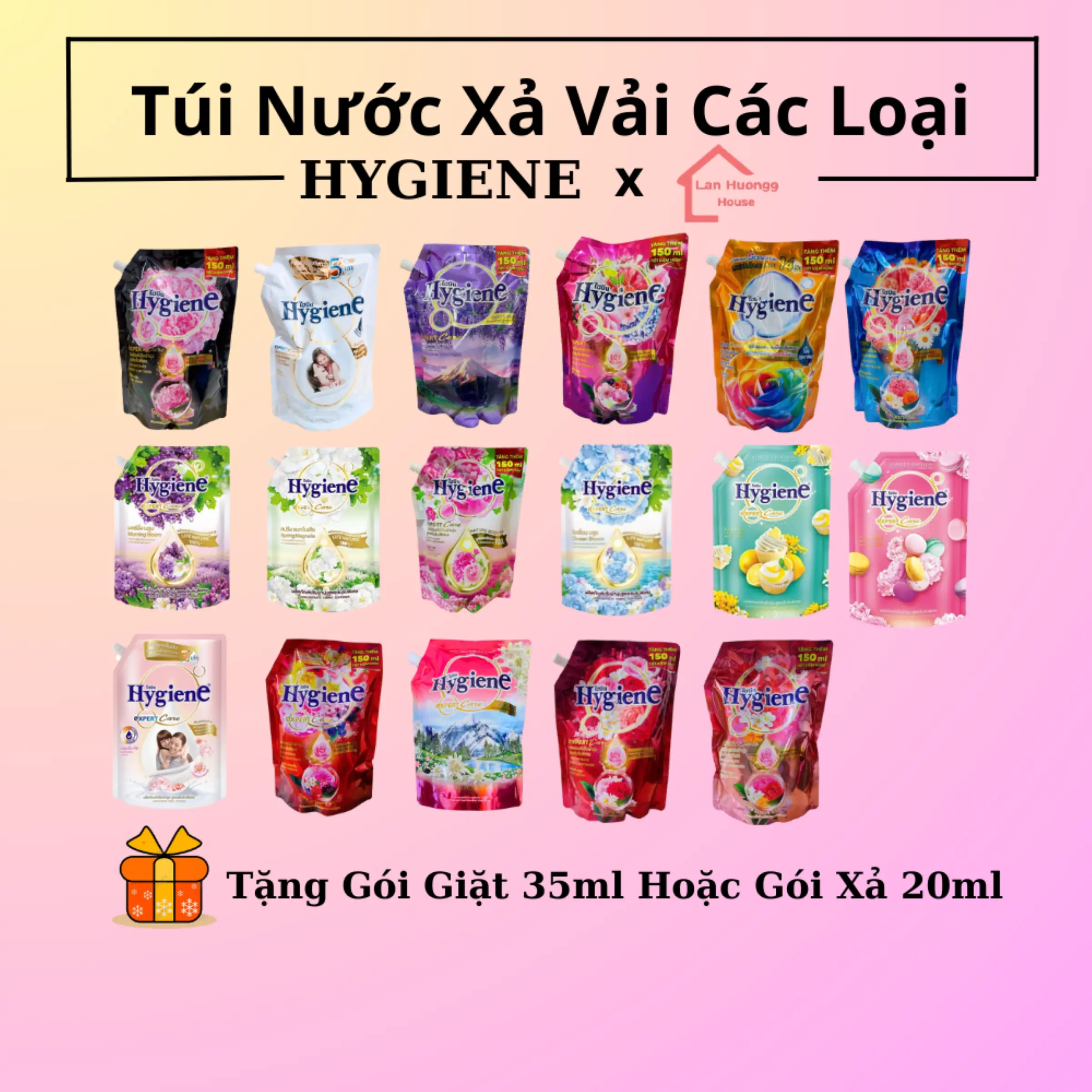 Hygiene - NƯỚC XẢ VẢI Thái Lan  Các Loại - 1300ml/Túi Làm Sạch Làm Thơm