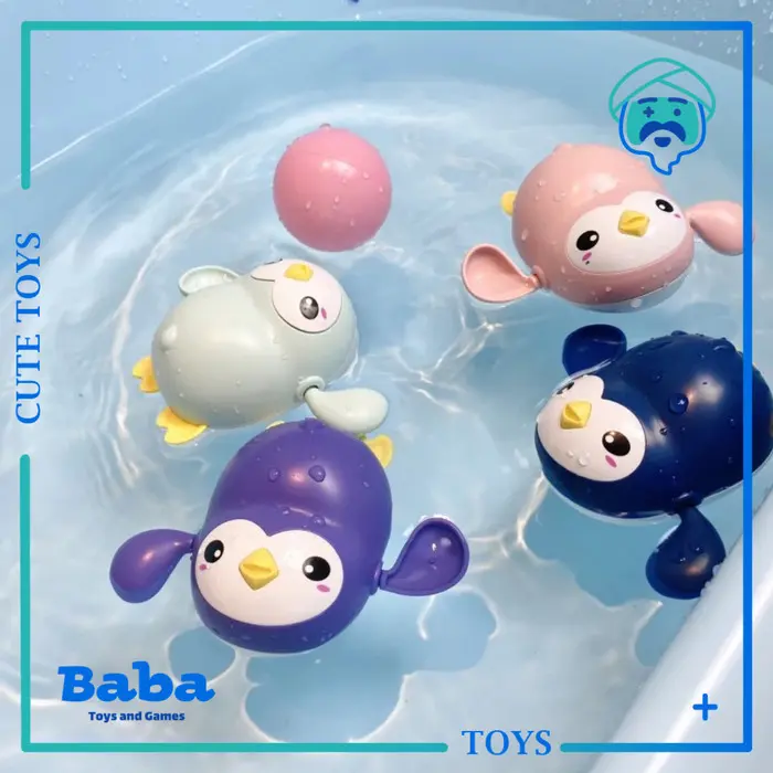 Mainan Mandi Bayi Anak Bath Toy Inersia Bentuk Penguin Berenang 0