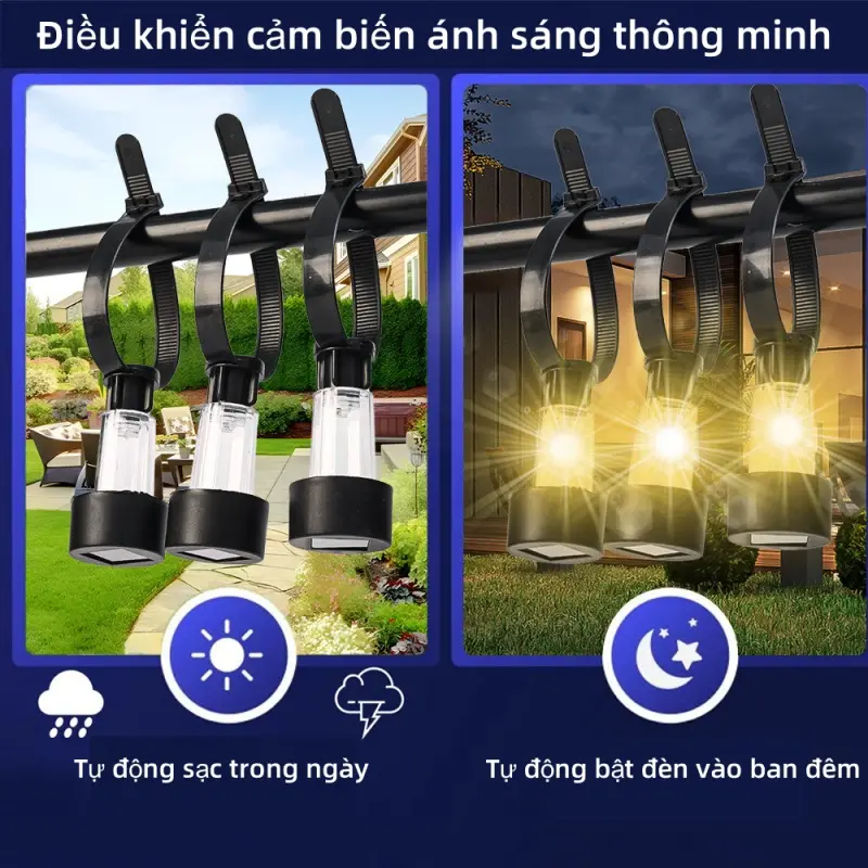 đèn trang trí năng lượng mặt trời，Đèn năng lượng mặt trời,ngoài trời,không thấm nước,đèn LED cho sân trong,bãi cỏ,sân và cảnh quan,lan can.Tạo bầu không khí, đèn ngủ, ánh sáng xung quanh.đèn ngoài trời chống nước 5