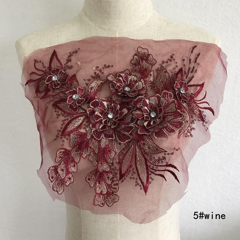Product Introduction of New Gray Green Pink Beaded Flower Patch High-definition Wedding Dress Veil Headdress Accessories Lace Fabric Scrapbooking 6
