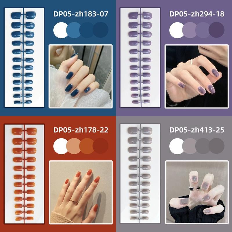 Product Introduction of 24pcs New Detachable Short Square Head False Nails Ballerina Full Cover Press False Nail Manicure Tool Solid Color Nail Tips Women 9