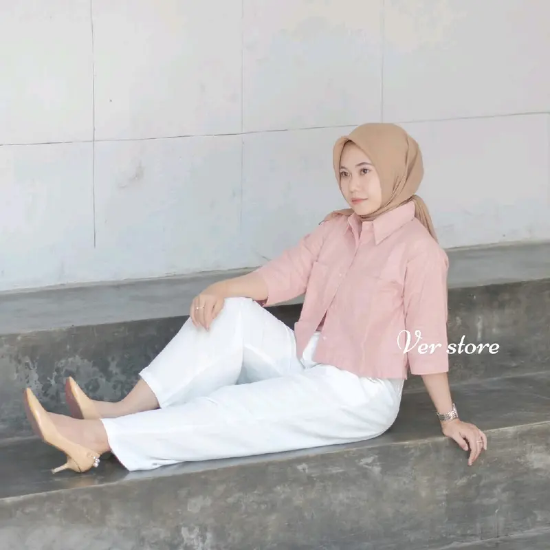 outer crop linen kemeja linen wanita terbaru 1