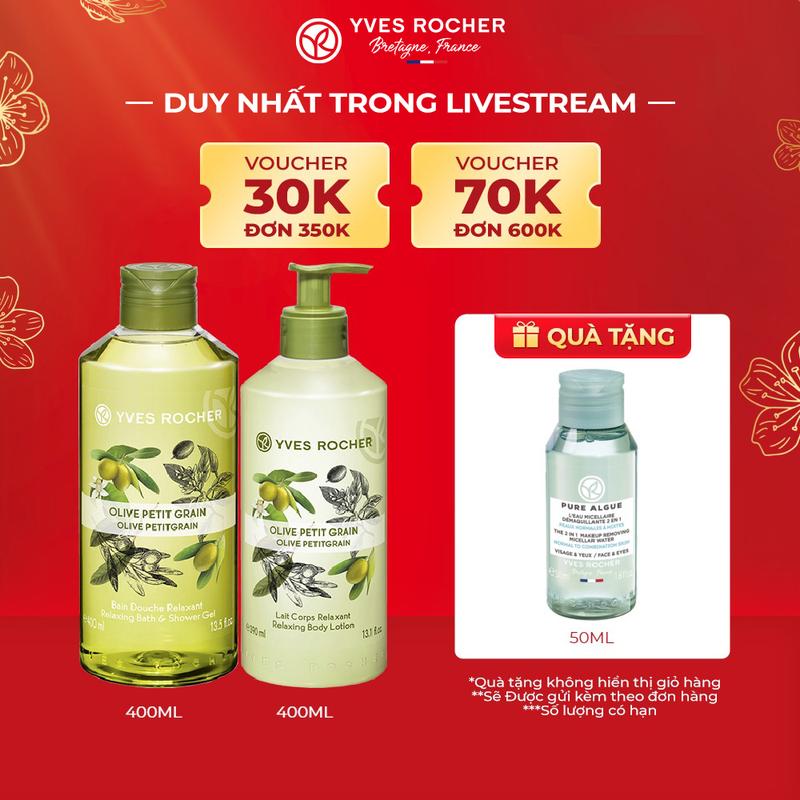 Bộ đôi sữa tắm và sữa dưỡng thể hương thiên nhiên Olive Yves Rocher