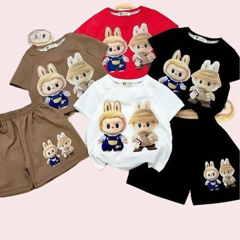 [NB]Combo Bộ cộc Labubu cho bé trai và bé gái chất cotton thoáng mát từ 8-40kg