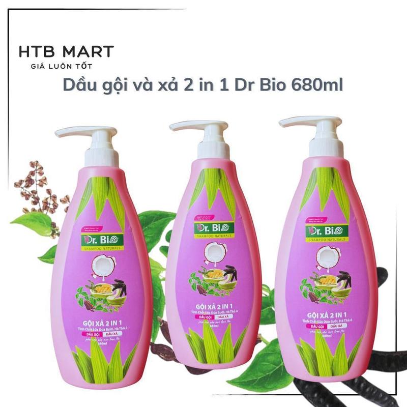 (combo 2)Dầu gội và xả 2 in 1 Dr Bio 680ML Suôn mượt & Óng ả chiết xuất thiên nhiên .! 3
