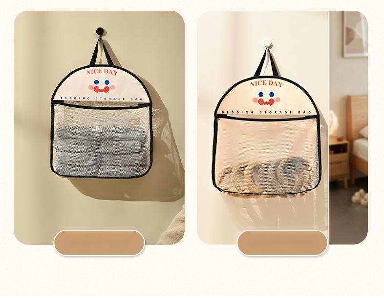 Product Introduction of Hanging Storage Net for Organizing Clothes and Socks Underwear and Sock Hanging Organizer Closet Storage Bag for Organizing Clothes Wall Mounted Storage for Small Items 3