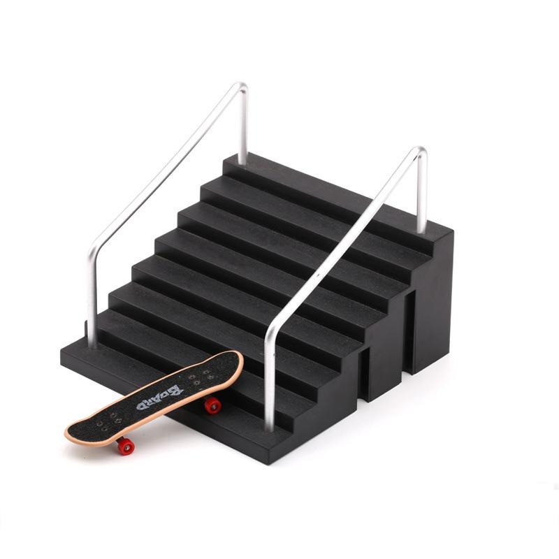 Skate Ramp Mini Training Skating Board Black Finger Skateboard for Children Indoor Home Toy Ramp Stairs Venue Combination Funny 5