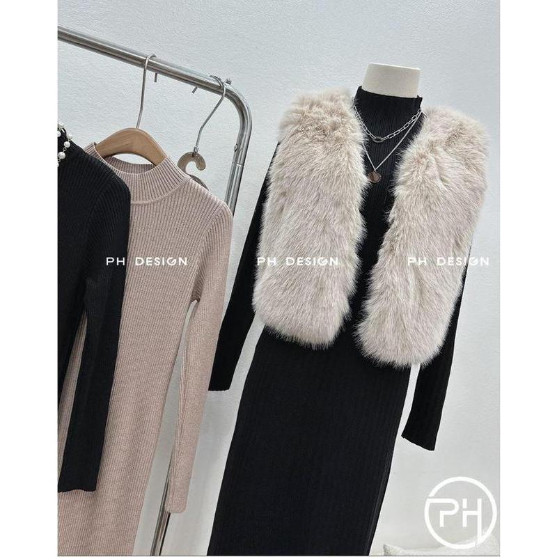  Tira Mama Design A787 Áo bầu áo gile lông thỏ áo ghile cadigan lông mềm mịn sang chảnh áo khoác bầu sang trọng 