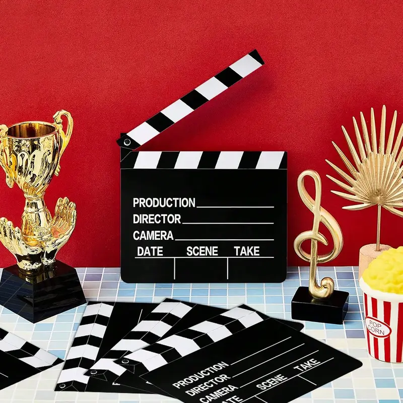 5 Pieces Movie Film Clap Board,Movie Clapboard Cardboard Movie Directors Clapper Writable Cut Action Scene Board For Movies Films Photo Props Mother's Day Graduation 2