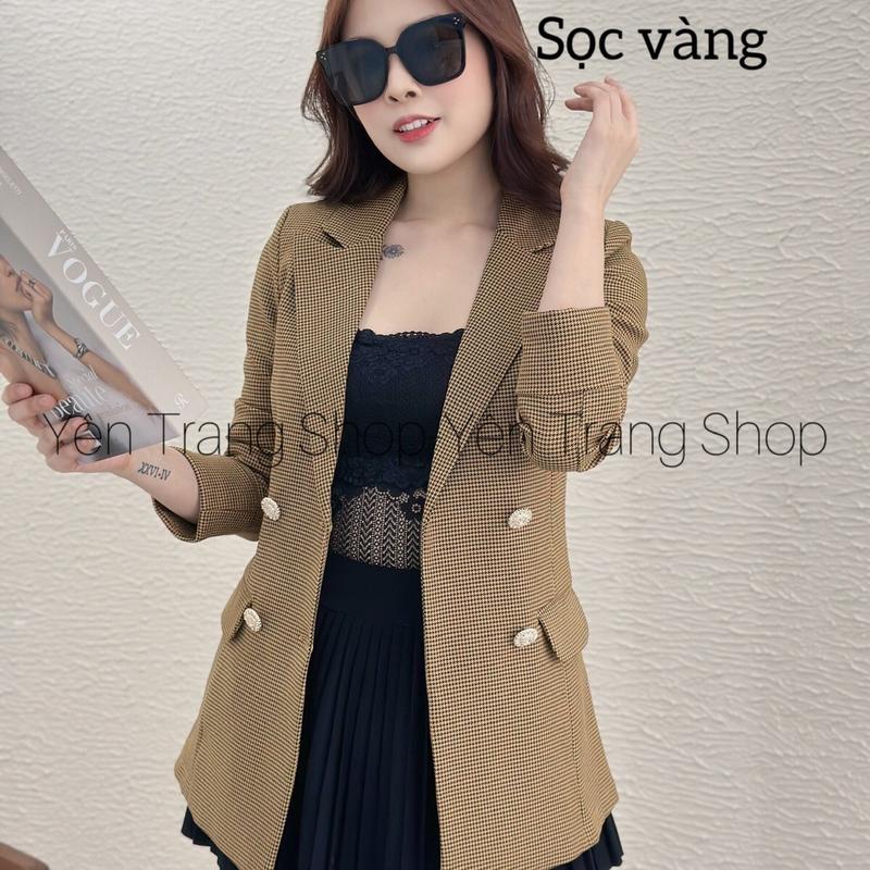 Yen Trang Shop Áo Blazer Caro Nhỏ Phom Dài Top Jacket Nữ Size S-3XL Chất Liệu Sang Trọng & êm Ái Phù Hợp Nhiều Hình Dáng Cơ Thể Chiết Eo Tinh Tế