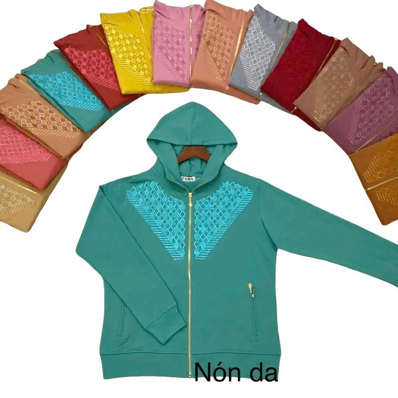 Áo khoác Trung Niên Đính Đá (45_80kg) - Chất cotton mềm mịn mát - Áo có nón nam menswear Jacket - Kem