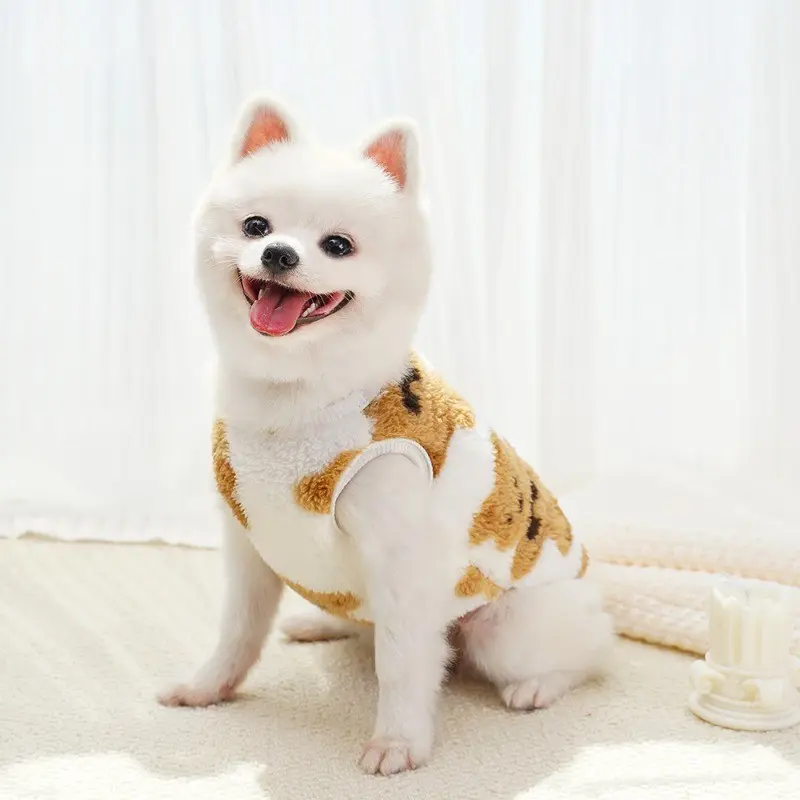 Quần áo cho chó và mèo, thiết kế gấu dễ thương, áo len ấm áp, áo vest thú cưng Nhồi Bông thích hợp cho chó lớn và chó con, có khóa kéo, có sẵn trong nhiều kích cỡ 4