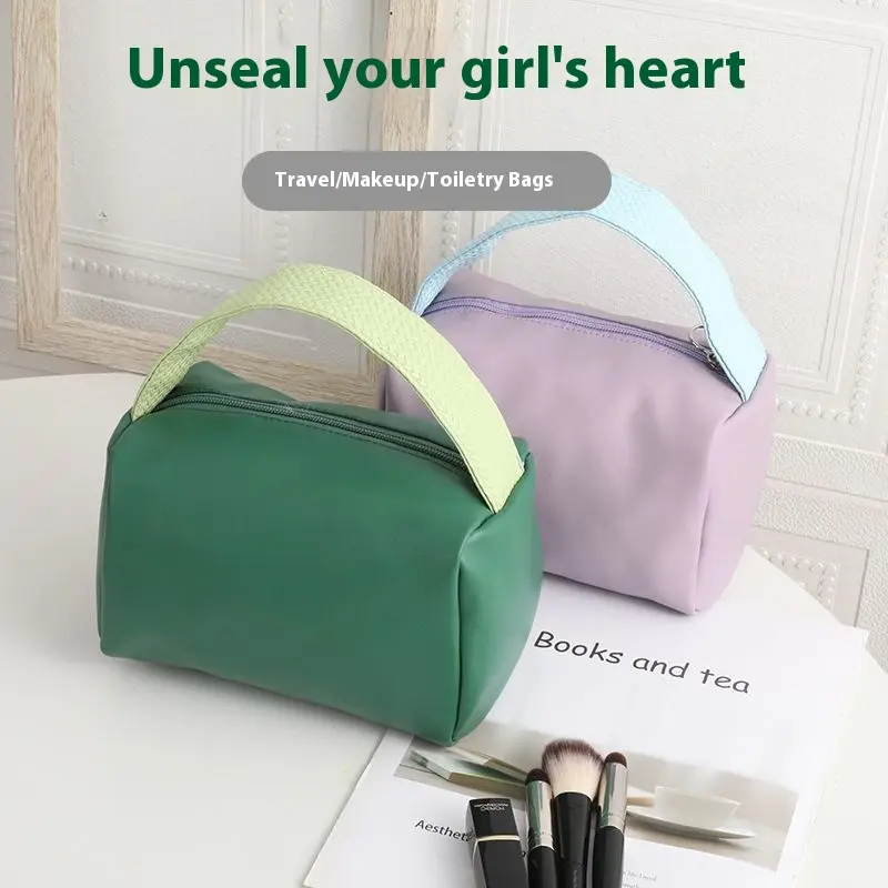Túi Trang Điểm, Thiết Kế Màu Pastel Đáng Yêu Và Dễ Thương, Sức Chứa Lớn, Dành Cho Phụ Nữ, Không Thấm Nước, Thích Hợp Đi Du Lịch, Làm Bằng Vải Bố Sang Trọng, Túi Đựng Mỹ Đồ Vệ Sinh Cá Nhân, Phong Cách Hàn Quốc, Túi Đựng Mỹ Phẩm 0