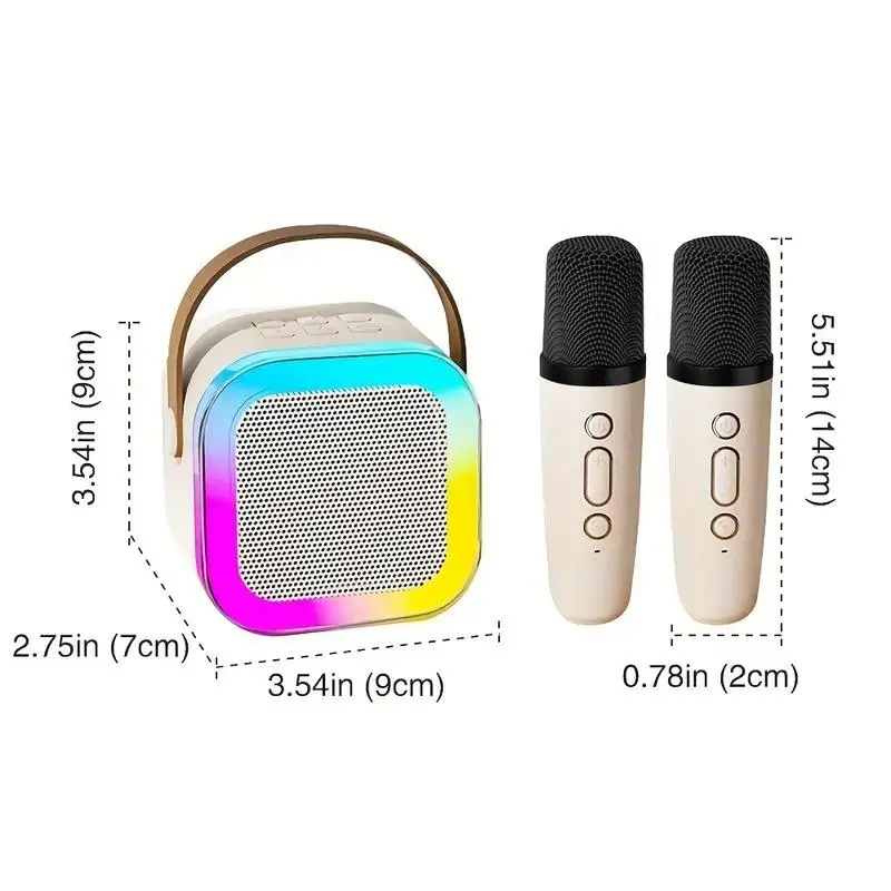 Portable Mini Karaoke Speaker, Rechargeable Wireless Microphone Speaker with 2 Wireless Microphones, Home KTV System for Kids & Adults, Audio 1