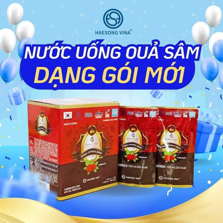 Product Introduction of (Mua 1 Tặng 2 ) Nước uống Quả Sâm Hàn Quốc HAESONG VINA (dạng gói) - Chiết xuất từ Quả nhân Sâm và táo đỏ Hàn Quốc, 10 gói/hộp (Mua 1hộp Nước uống Quả sâm gói tặng 1chai Nước GIẶT XẢ lozzi 200g và 1chai dung dịch vệ sinh Nanotech ) 9