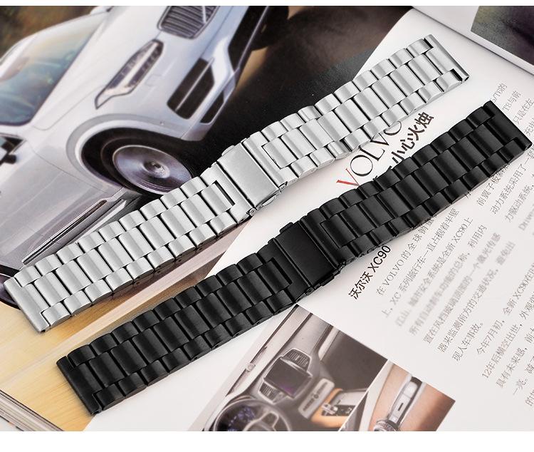 Product Introduction of 304 stainless steel watch band 16mm 18mm 2mm 22mm 24mm black silver replacement men's watch str quick relise 19