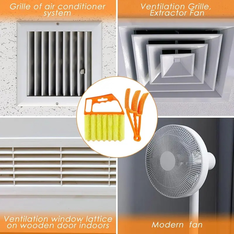 Venetian Blind Cleaning Brush, 2 Counts Window Air Conditioner Duster, Plastic Head Cleaning Tool, No Charging Manual Operation Cleaning Tool 3