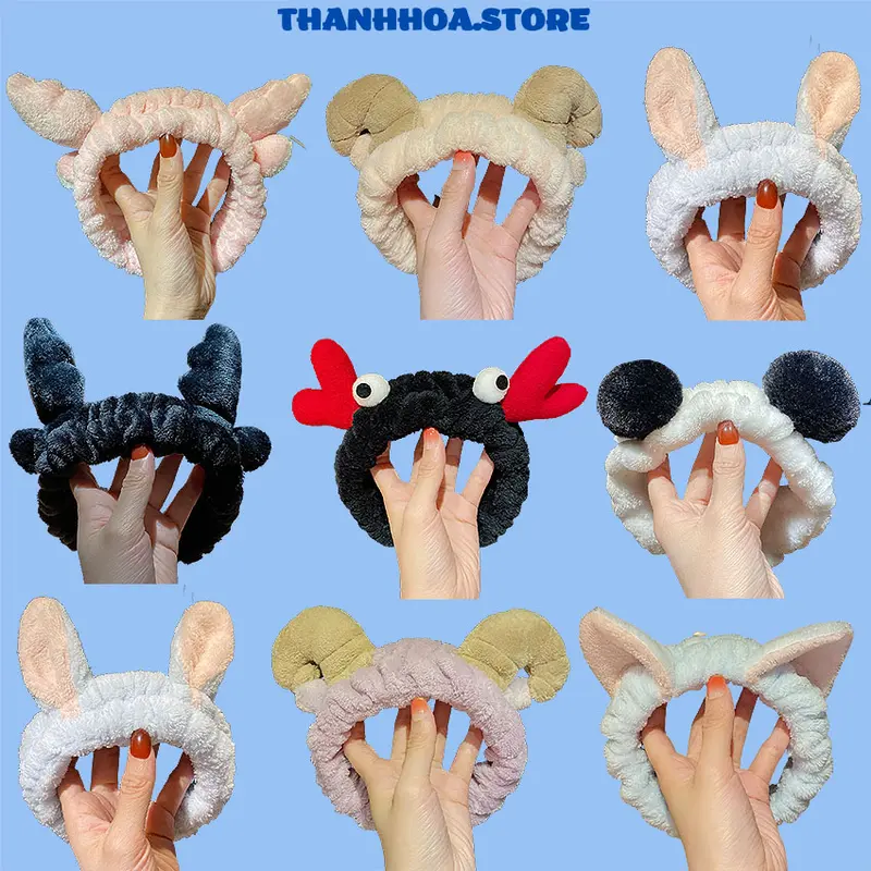 Băng đô rửa mặt nữ nơ cài tóc tai mèo thỏ gấu cute tiểu thư Hàn Quốc đẹp dễ thương cá tính sang chảnh 0