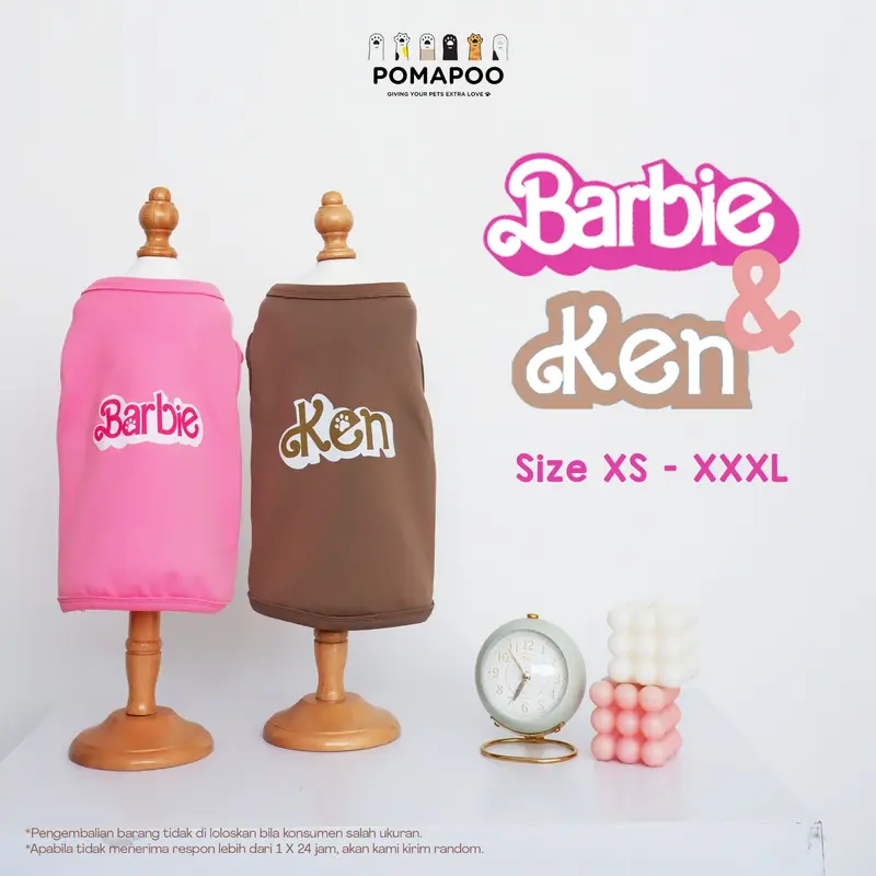 POMAPOO - Baju Kucing dan Baju Anjing Barbie dan Ken Tank 0