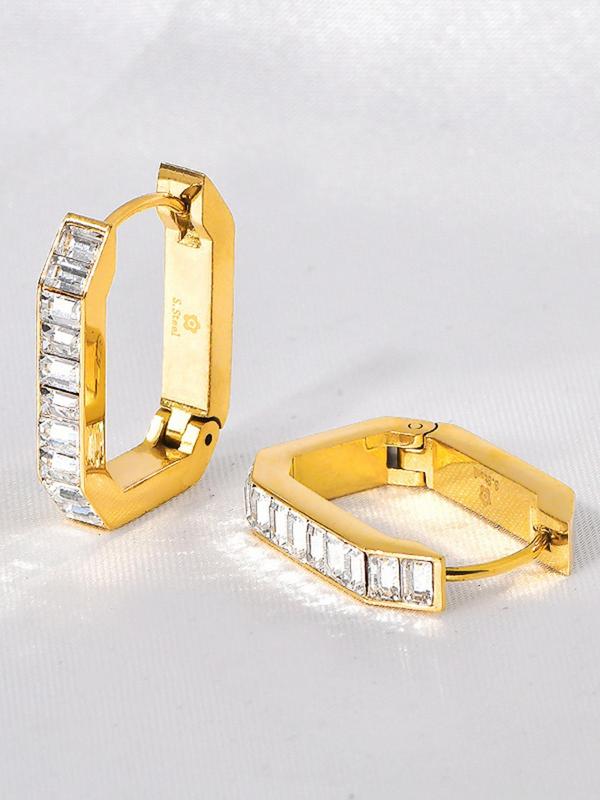 Geometric Design Hoop Earrings, Fashionable Earrings for Women & Girls, Trendy All-match & Exquisite Jewelry for Birthday Gift 3