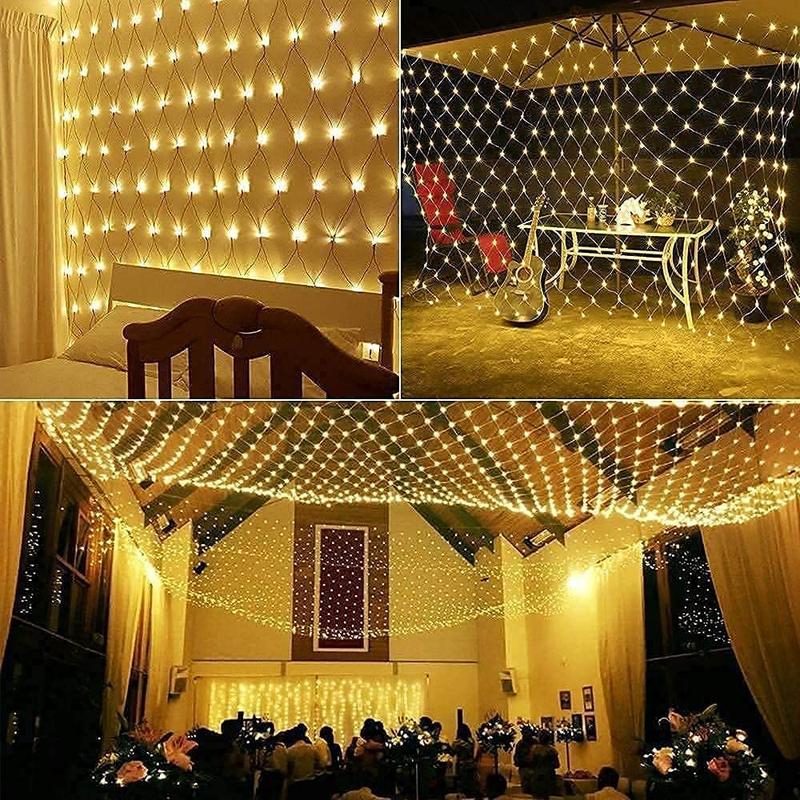 Product Introduction of [Local shipment] Waterproof Curtain Light LED Mesh Light 192LED Outdoor Garden Christmas Tree Festive Dekorasyon Fairy Light String Wedding Party Dekorasyon LED Light 220V Plug 9