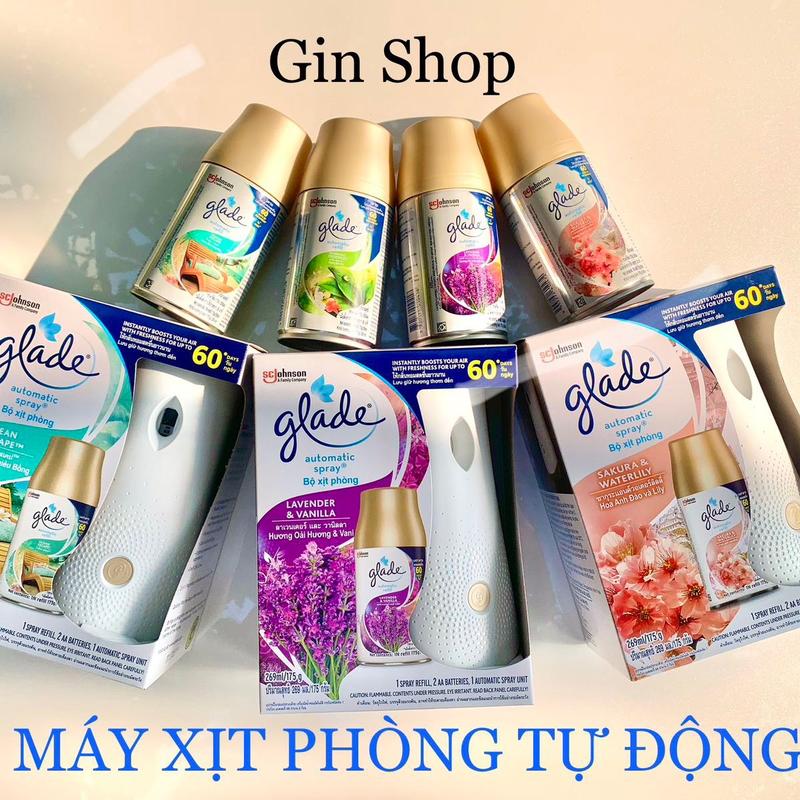 Bộ Máy Xịt Thơm Phòng Tự Động Glade. Lõi Thơm Thay Thế Máy Xịt Tự Động 252ml, Tinh Dầu Thơm Phòng, Máy Xông Tinh Dầu