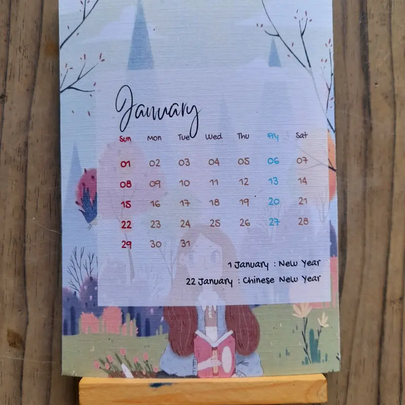 mini kalender Little girl dengan easel 1