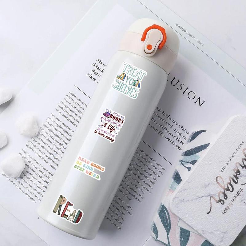Bookish Themed Sticker, 50pcs/set Waterproof Self Adhesive Decor Paper, Decor Sticker for Gift Greeting Card Water Bottle Laptop Phone 4