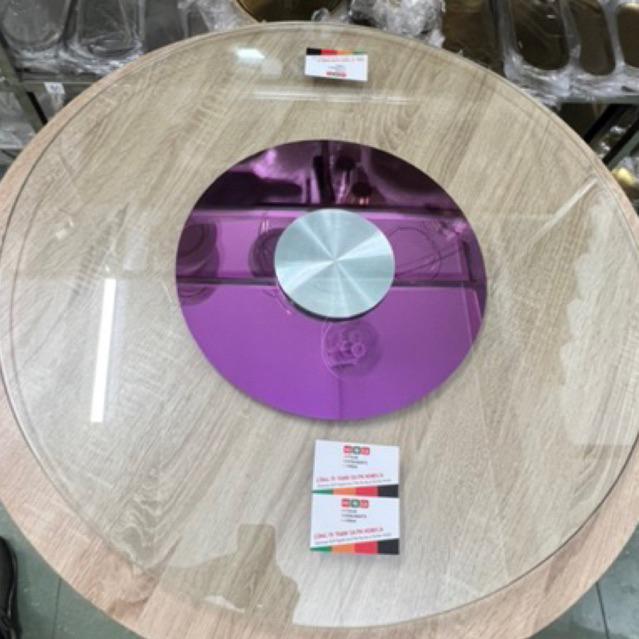 mâm xoay bàn ăn cao cấp [Màu Hồng Tím] size 60,70,80,90,100cm, bộ mâm xoay gồm đế xoay inox và kính cường lực dày 10ly 0