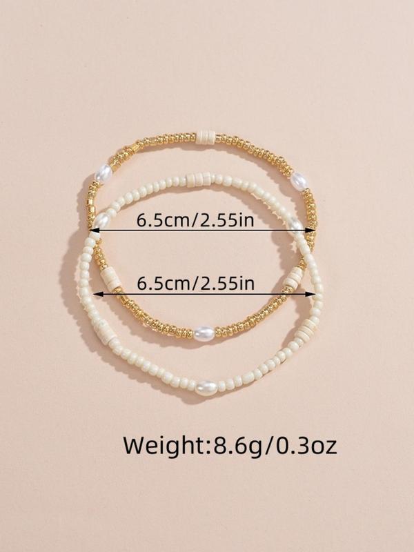 Women's Simple Style Plain Color Beaded Anklet, Fashion Accessory for Party, Daily Clothing Decor, Trendy All-match & Exquisite Jewelry for Gift, Gifts for Her 1