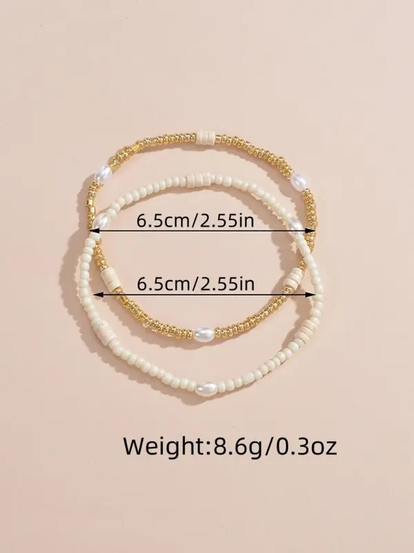 Women's Simple Style Plain Color Beaded Anklet, Fashion Accessory for Party, Daily Clothing Decor, Trendy All-match & Exquisite Jewelry for Gift, Fine Gifts for Her 1