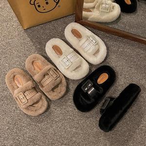 Dép lông đế dày, cao cấp, dành cho nữ, có thể mặc ngoài trời, 2025