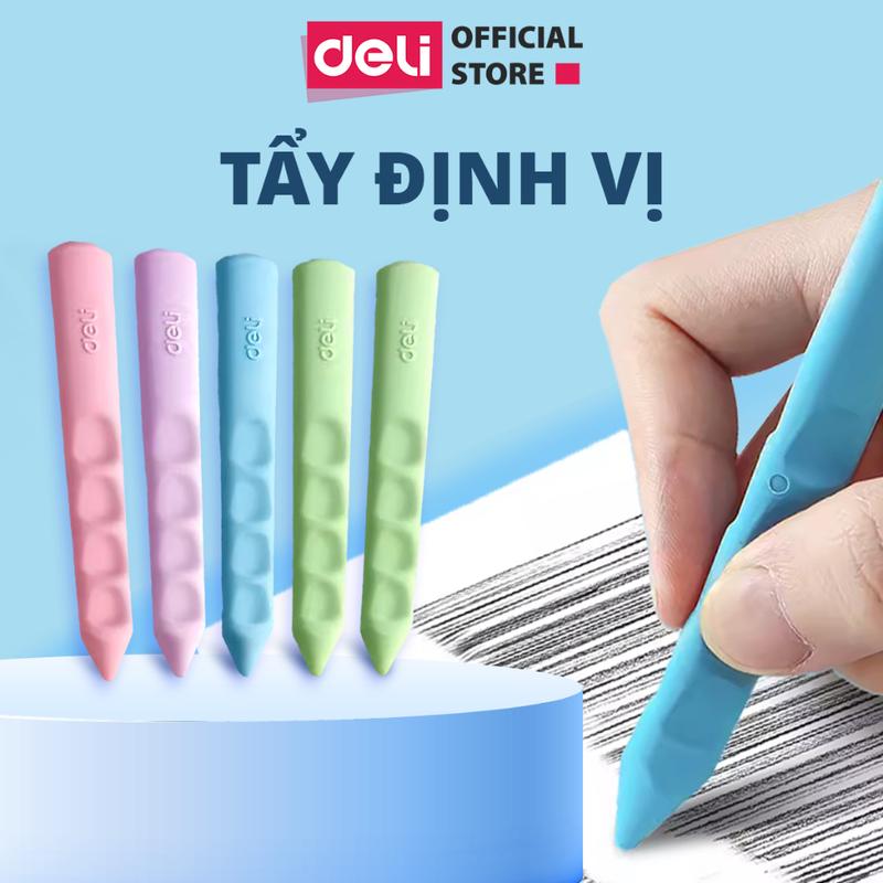 Tẩy định vị học sinh Deli - Gôm tẩy ít vụn, tẩy sạch sẽ không mòn giấy phù hợp cho học sinh, sinh viên, văn phòng