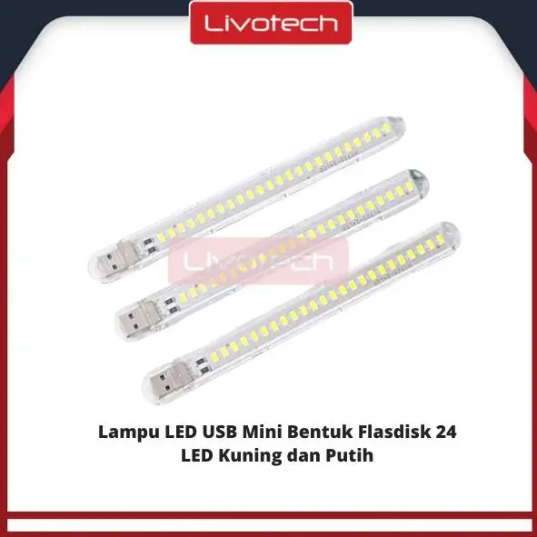 LIVO Lampu LED USB Mini bentuk Flashdisk 24 Mata LED Lampu Emergency Lamp Plastik